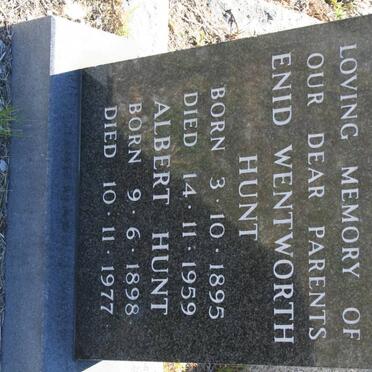 HUNT Albert 1898-1977 &amp; Enid WENTWORTH 1895-1959