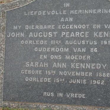 KENNEDY John August Pearce -1958 &amp; Sarah Ann 1882-1962