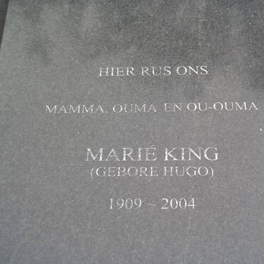 KING Marié nee HUGO 1909-2004