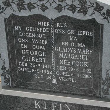 KLEIN George Gilbert 1911-1982 &amp; Gladys Mary Margaret COOK 1922-2008