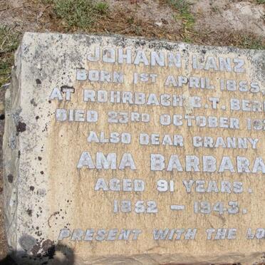 LANZ Johann -1921 &amp; Ama Barbara 1852-1943