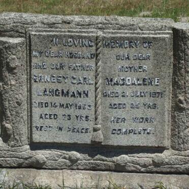 LANGMANN Ernest Carl -1953 &amp; Magdalene -1971