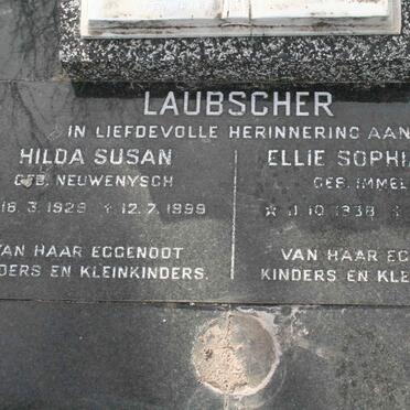 LAUBSCHER Hilda Susan nee NEUWENYSCH 1929-1999 :: SMIT Ellie Sophia nee IMMELMAN 1938-1999