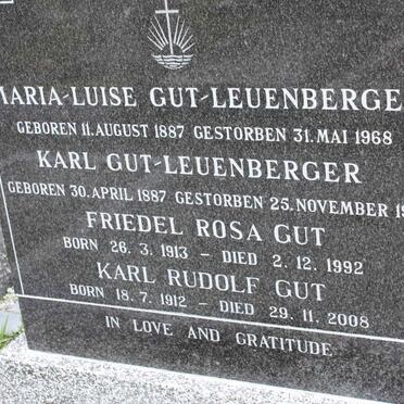 LEUENBERGER Karl, Gut 1887-1971 &amp; Maria Luise 1887-1968 :: GUT Karl Rudolf 1912-2008 :: GUT Friedel Rosa 1913-1992