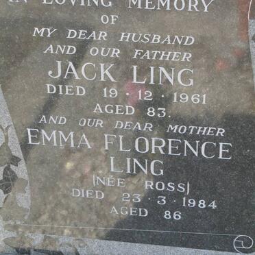 LING Jack -1961 &amp; Emma Florence ROSS -1984