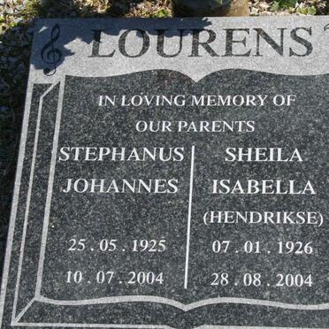 LOURENS Stephanus Johannes 1925-2004 &amp; Sheila Isabella HENDRIKSE 1926-2004