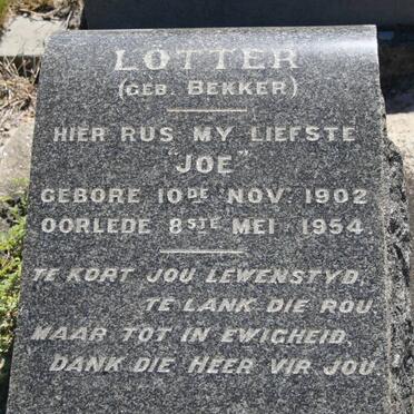 LOTTER Joe nee BEKKER 1902-1954