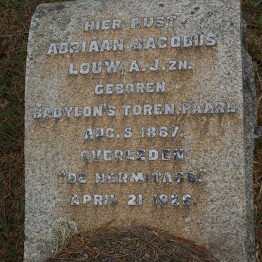 LOUW Adriaan Jacobus 1867-1926