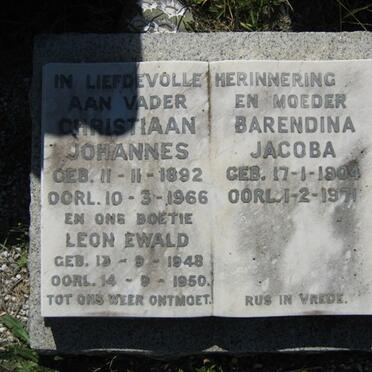 LUND Christiaan Johannes 1892-1966 &amp; Barendina Jacoba 1904-1971 :: LUND Leon Ewald 1948-1950