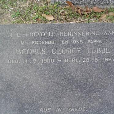 LUBBE Jacobus George 1900-1967