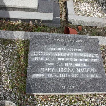 MATHEW Ernest Archbell 1891-1972 & Mary Rosina 1894-1975