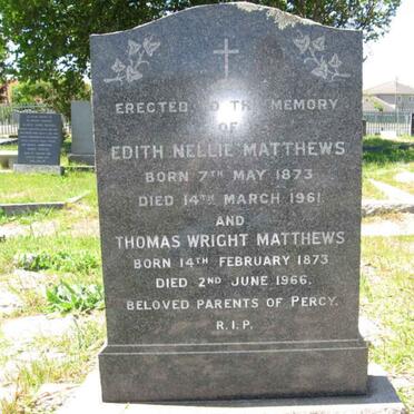 MATTHEWS Thomas Wright 1873-1966 & Edith Nellie 1873-1961
