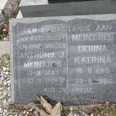 MEINTJIES Anthonie J. 1893-1971 & Gesina Katrina 1910-1995