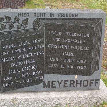 MEYERHOFF Cristoph Wilhelm Carl 1883-1965 &amp; Maria Wilhelmina Dorothea BOCK 1890-1962