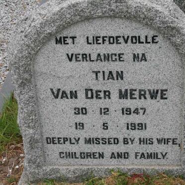 MERWE Tian, van der 1947-1991