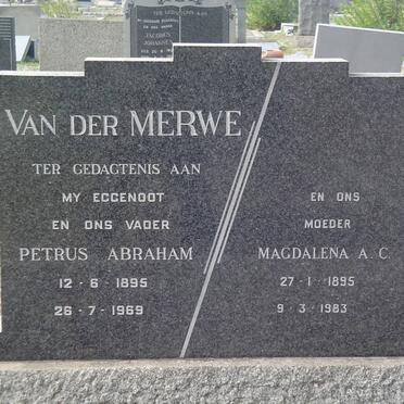 MERWE Petrus Abraham, van der 1895-1969 & Magdalena A.C. 1895-1983