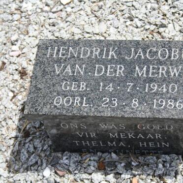 MERWE Hendrik Jacobus, van der 1940-1986