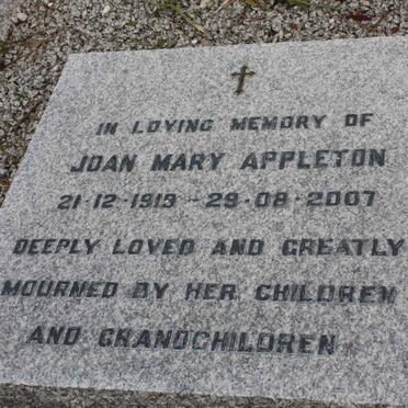 APPLETON Joan Mary 1919-2007