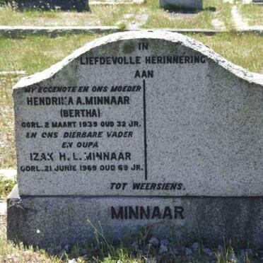MINNAAR Izak H.L. -1969 &amp; Hendrika A. -1939