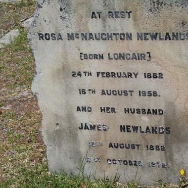 NEWLANDS James 1882-1972 &amp; Rosa McNaughton nee LONGAIR 1882-1958