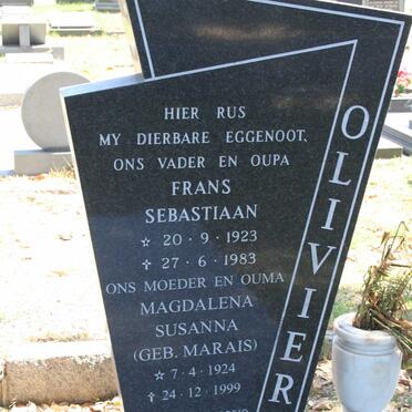 OLIVIER Frans Sebastiaan 1923-1983 &amp; Magdalena Susanna MARAIS 1924-1999