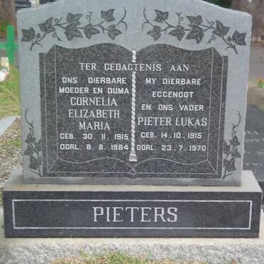 PIETERS Pieter Lukas 1915-1970 &amp; Cornelia Elizabeth Maria 1915-1984 :: PIETERS Vera Catharine 1953-1992 
