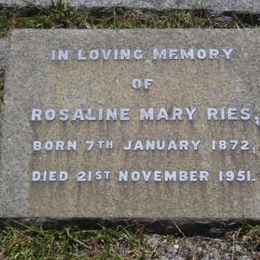 RIES Rosaline Mary 1872-1951