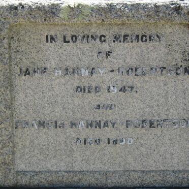 ROBERTSON Francis, HANNAY -1890 :: HANNAY-ROBERTSON Jane -1947