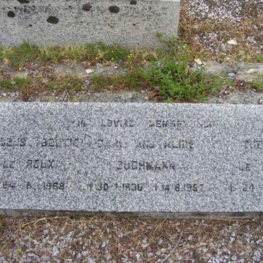 ROUX Jacobus, le -1968 :: BUCHMANN Carl -1930 &amp; Alice -1957 :: LE ROUX Thelma -1985