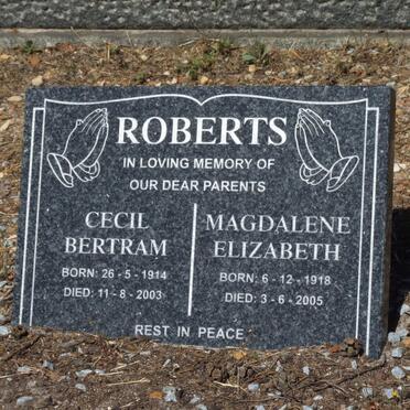 ROBERTS Cecil Bertram 1914-2003 &amp; Magdalene Elizabeth 1918-2005