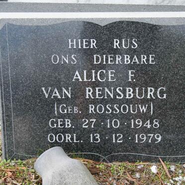 RENSBURG Alice F., van nee ROSSOUW 1948-1979