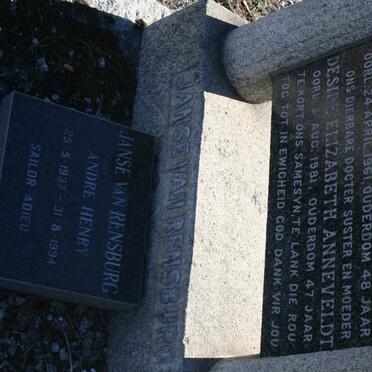 RENSBURG Hendrik Hermanus, Janse van -1961 :: ANNEVELDT Desire Elizabeth nee JANSE VAN RENSBURG -1981