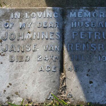 RENSBURG Johannes Petrus, Janse van -1954