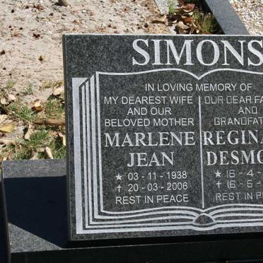 SIMONS Reginald Desmond 1929-2010 &amp; Marlene Jean 1938-2006
