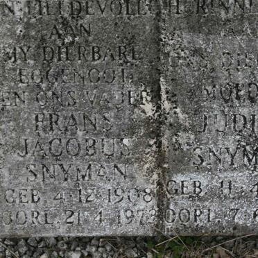 SNYMAN Frans Jacobus 1908-1973 &amp; Judith 1912-1978