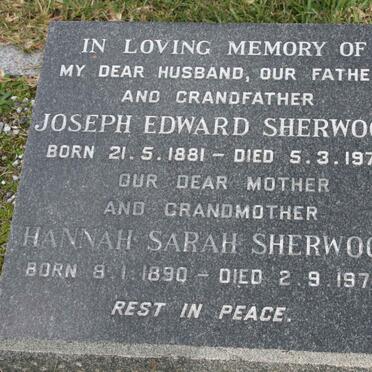 SHERWOOD Joseph Edward 1881-1971 &amp; Hannah Sarah 1890-1973