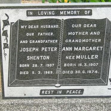 SHENTON Joseph Peter 1907-1969 &amp; Ann Margaret MULLER 1907-1974