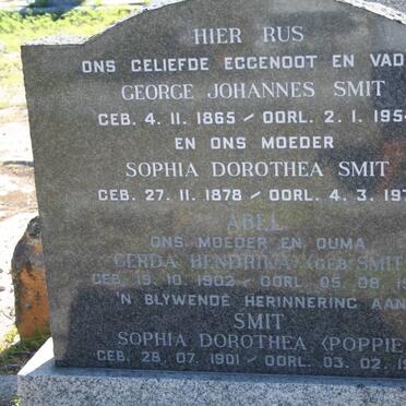 SMIT George Johannes 1865-1954 &amp; Sophia Dorothea 1878-1970