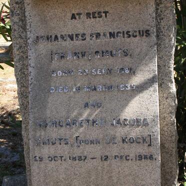SMUTS Johannes Franciscus 1881-1935 &amp; Margaretha Jacoba DE KOCK 1887-1966