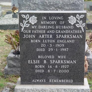 SPARKSMAN John Arter 1909-1987 &amp; Elsie B. 1927-2000