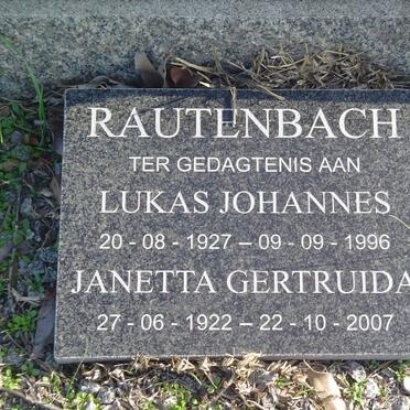 RAUTENBACH Lukas Johannes 1927-1996 &amp; Janetta Gertruida 1922-2007