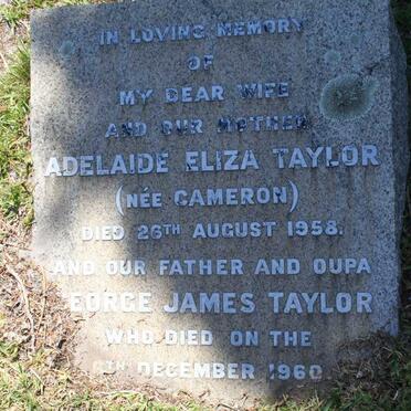TAYLOR George James -1960 &amp; Adelaide Eliza CAMERON -1958