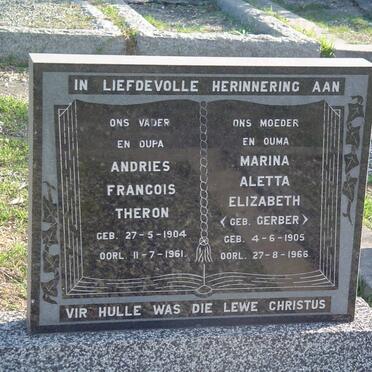 THERON Andries Francois 1904-1961 &amp; Marina Aletta Elizabeth GERBER 1905-1966