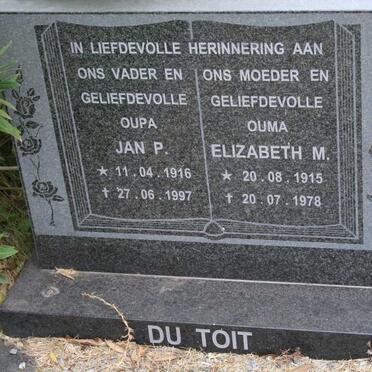 TOIT Jan P., du 1916-1997 &amp; Elizabeth M. 1915-1978