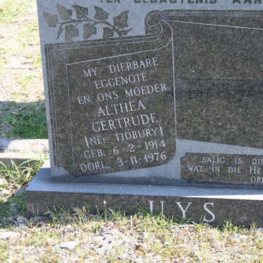 UYS Althea Gertrude nee TIDBURY 1914-1976