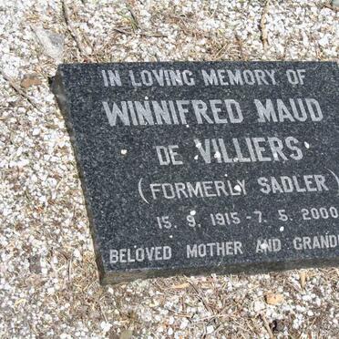 VILLIERS Winifred Maud, de formerly SADLER 1915-2000