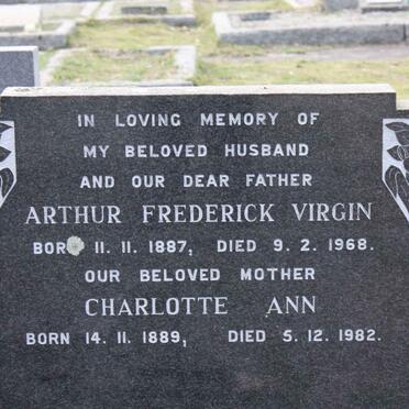 VIRGIN Arthur Frederick 1887-1968 &amp; Charlotte Ann 1889-1982