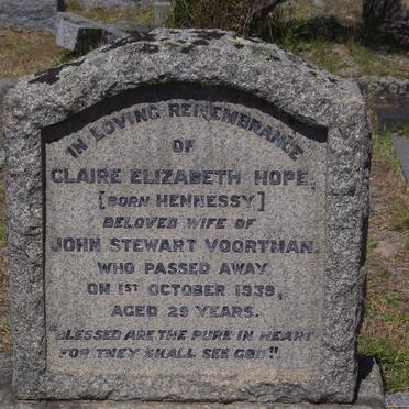 VOORTMAN Claire Elizabeth Hope nee HENNESSEY -1939