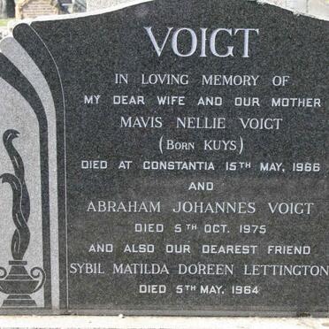 VOIGT Abraham Johannes -1975 &amp; Mavis Nellie KUYS -1966 :: LETTINGTON Sybil Matilda Doreen -1964
