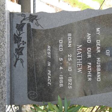 VERMEULEN  Mathew 1925-1966